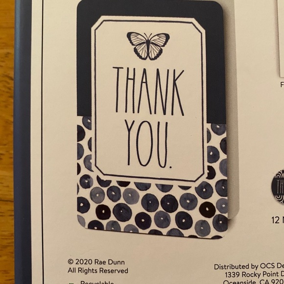 Rae Dunn Butterfly THANK YOU Note Card Set & Bees List Pad BRAND NEW!! - Picture 3 of 5